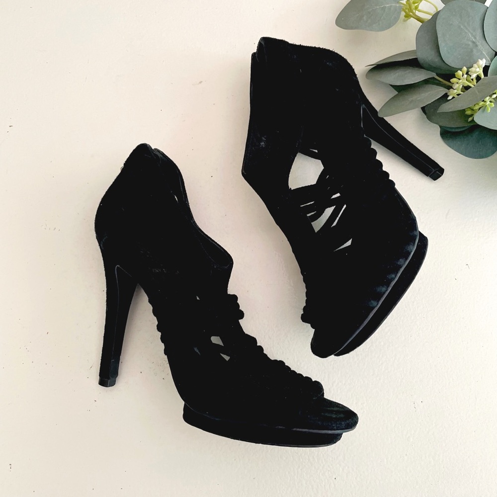 Tory Burch Sigourney Caged Suede Heels